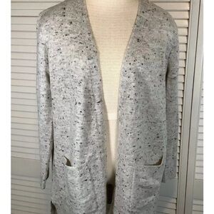 Madewell Speckled Grey Wool Blend Long Open Cardigan Sweater